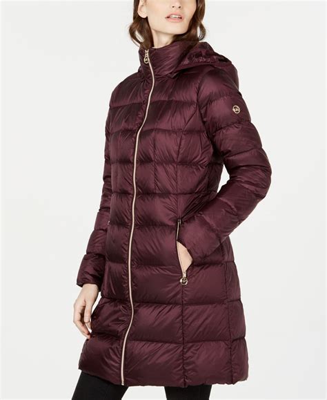 michael kors down alternative long puffer coat burgundy or green|Women's Michael Kors Puffer Jackets & Down Coats .